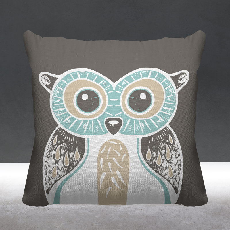 Coussin intérieur Addison Woodland Owl, L 17 po x H 17 po, Taupe