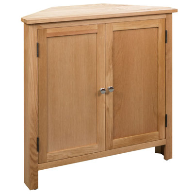 Solid Wood Oak Corner Cabinet Storage Living Room White/Light Wood