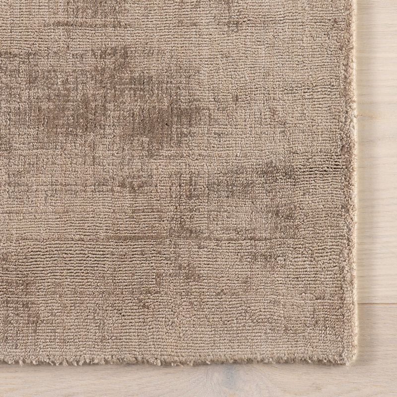 Alva Taupe Hand Loom Knotted Viscose Rug, Rectangle 7'6" x 9'6"