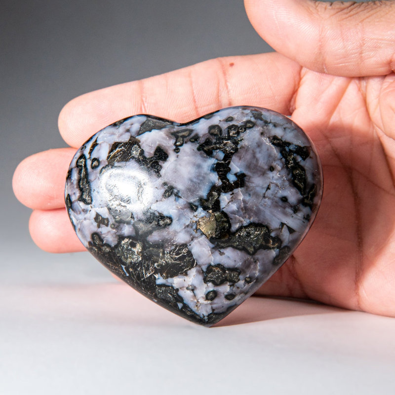 Genuine Polished Indigo Gabbro Heart (0.66 Lbs), 2.5" H x 2.5" W x 1" D