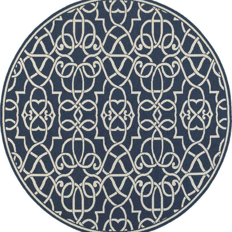 Deltana Geometric Indoor / Outdoor Rug, Round 7'10"