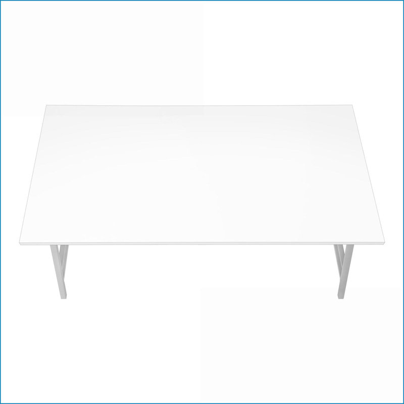 40” Space-Saving Contemporary Retro Coffee Table for Living Room, White Laminate &amp; Grey Metal, Easy Assembly