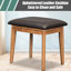 Coiffeuse en bois brun avec miroir rabattable et tabouret, trois tiroirs pour un miroir de coin de maquillage délicat, un tabouret et une configuration exquise