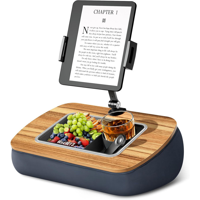 Adjustable Lap Beanbag Tablet  Stand, with Snack Bowl,360° Rotating Cli