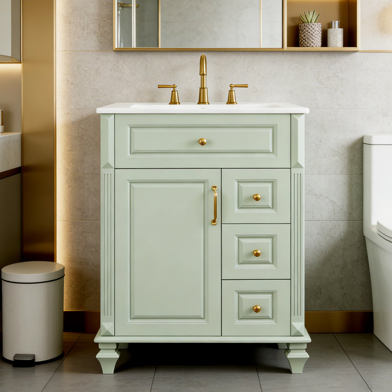 Meuble-lavabo 24 po avec lavabo en céramique, Vert