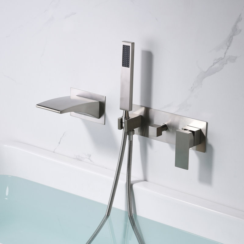 1 Handle Bathroom Waterfall Faucet with Diverter, Brushed Nickel