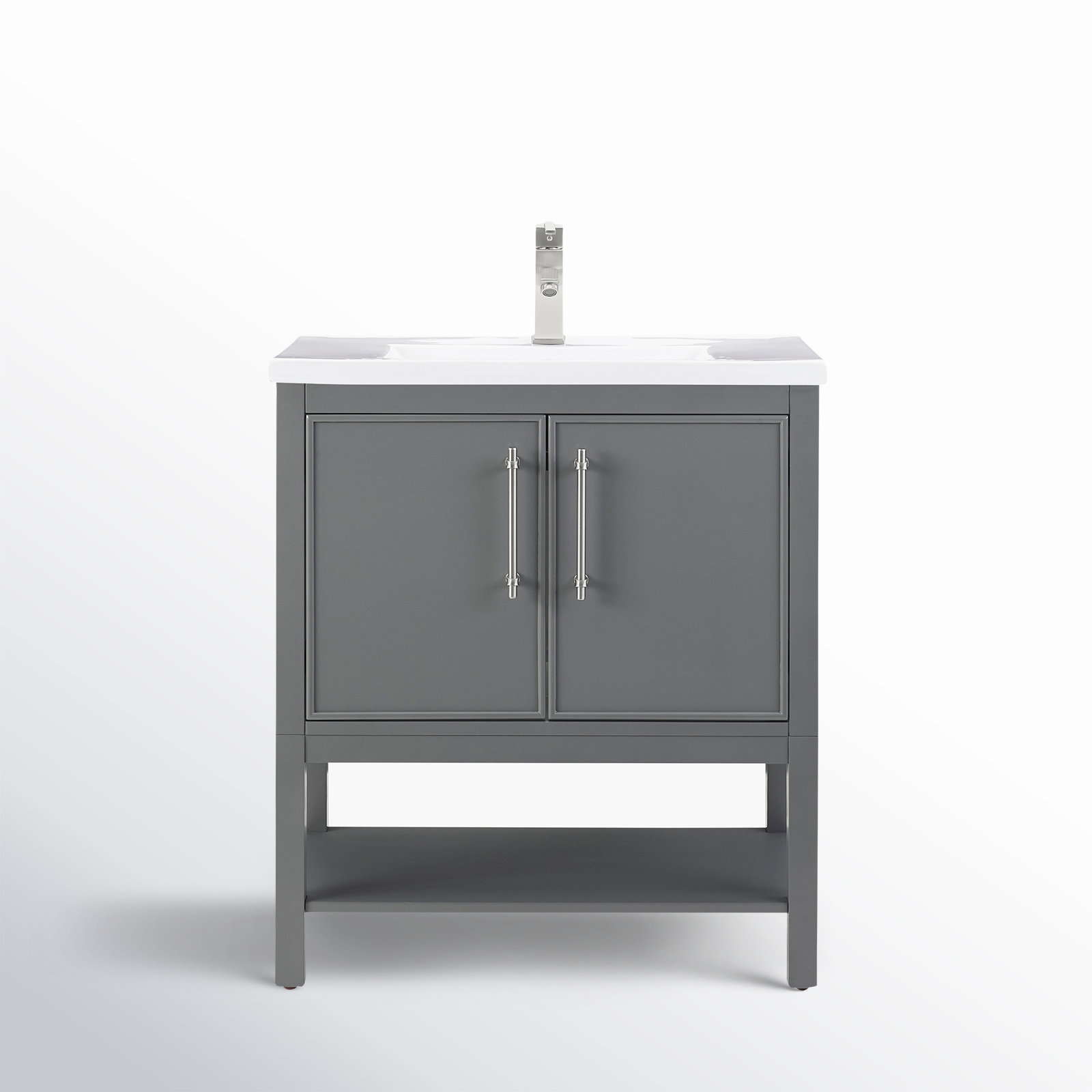 Jewell 30'' Single Bathroom Vanity, Dark Gray/Brushed Nickel