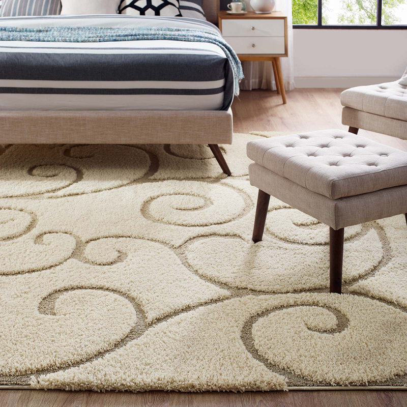 Modway Burgeon Scrolling Vine Shag Area Rug, Rectangle 8' x 10'
