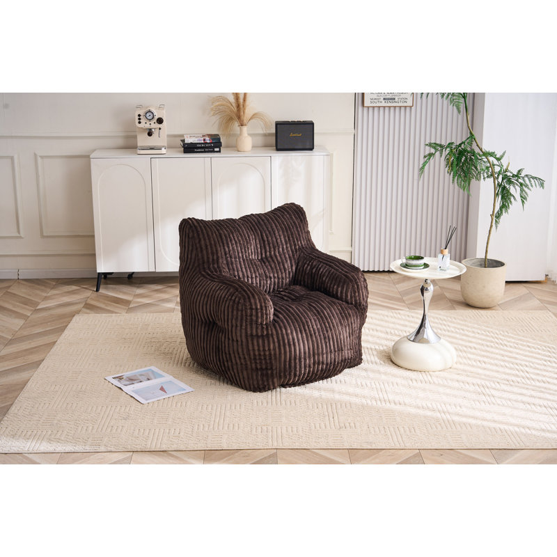 Fauteuil à billes en velours côtelé doux et moelleux rempli d'éponge à mémoire de forme, Velours côtelé brun
