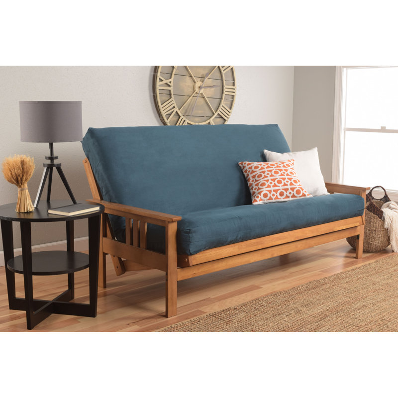 Stratford Full 79" Futon Frame and Mattress with Drawer Set, Peter's Cabin Polyester Blend, Antique White