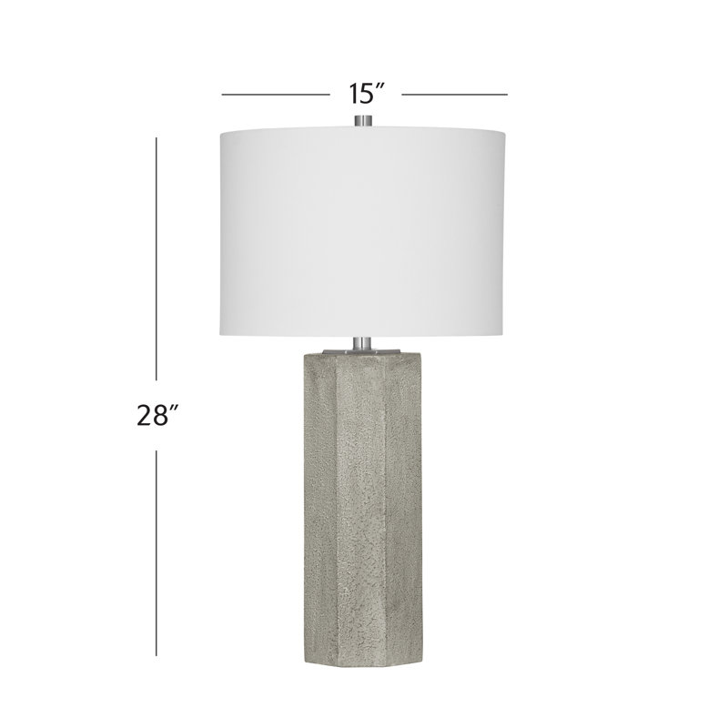 Lampe de table Luna avec base en ciment gris et abat-jour tambour industriel chic