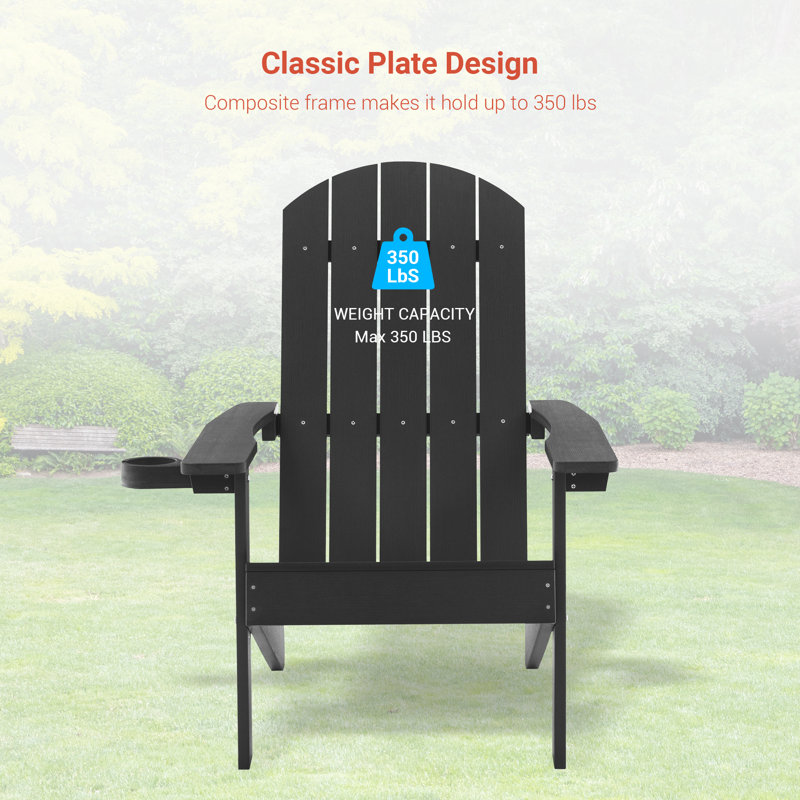 Chaise Adirondack en plastique Bergenfield, Noir