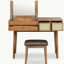 Ensemble coiffeuse classique 43,3 "avec miroir rabattable et tabouret, coiffeuse avec trois tiroirs et espace de rangement