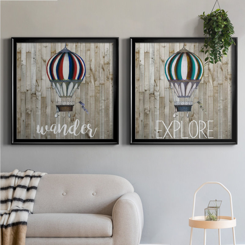 «Young Explorer I», ensemble de 2 reproductions d'art encadrées, H 30,5 po x l 61 po x P 1,5 po, Toile avec cadre noir