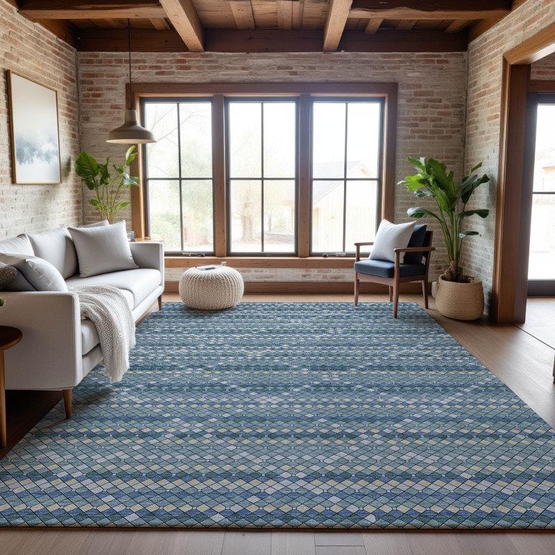 Premium Machine Washable Sykora AMF1436 Lattice Rug, Rectangle 8' x 10'