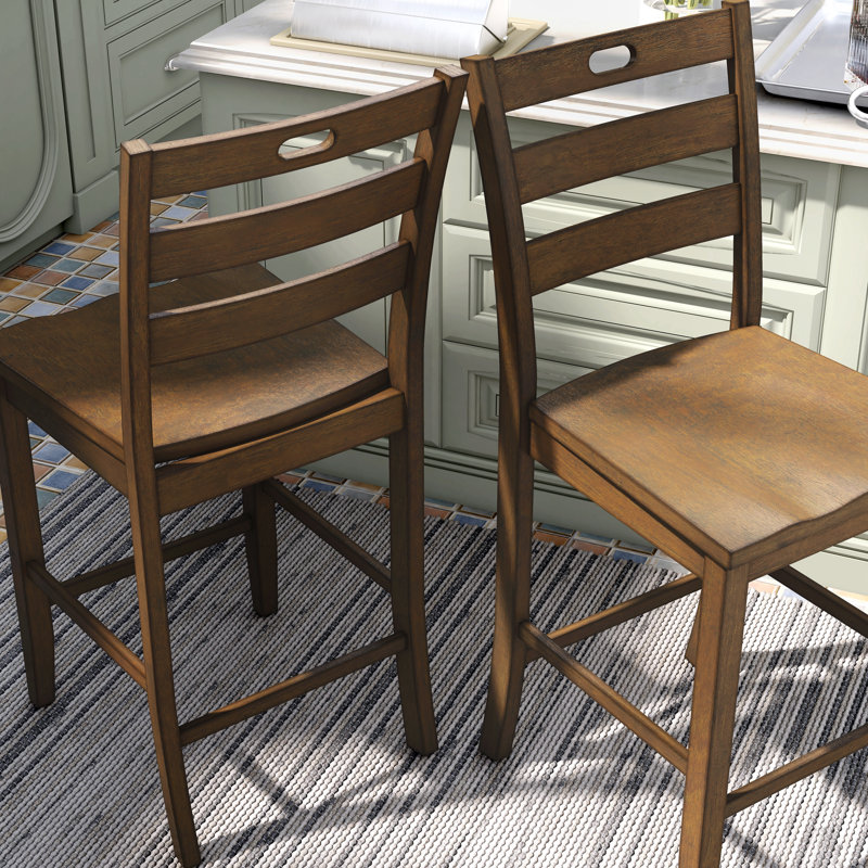 Counter Stool with Solid Wood Frame, Oak