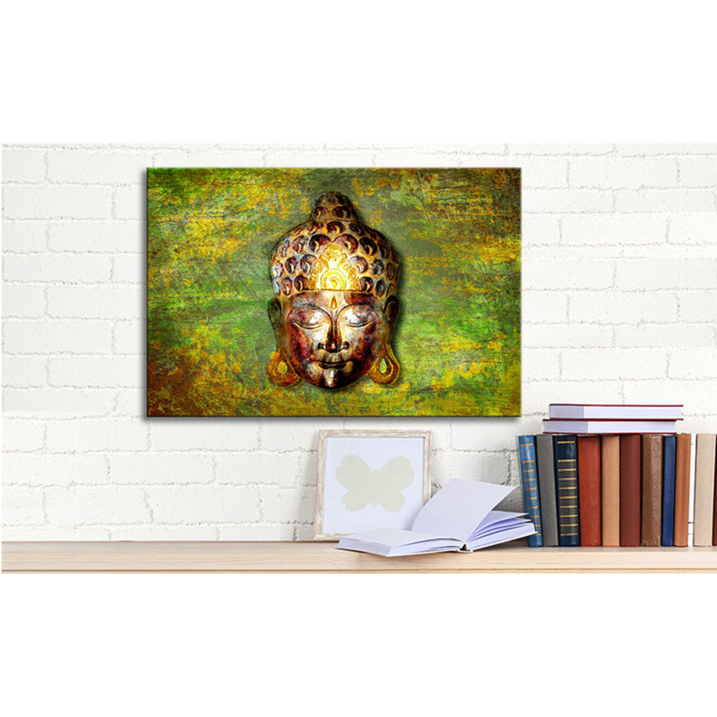 Buddha Head Statue - Wrapped Canvas Print, 80cm H x 120cm W, 100% cotton canvas