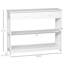 Console de couloir, tiroir extra large blanc et 2 tablettes pour le rangement, rangement de salon moderne à lattes de bois blanc avec tablettes coulissantes, robuste, caractéristique de conception