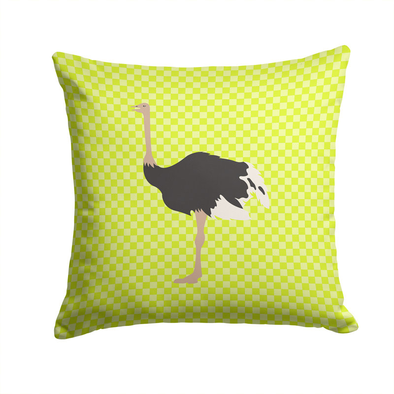 Ostrich Check Outdoor Throw Pillow, Green, 14" x 14"