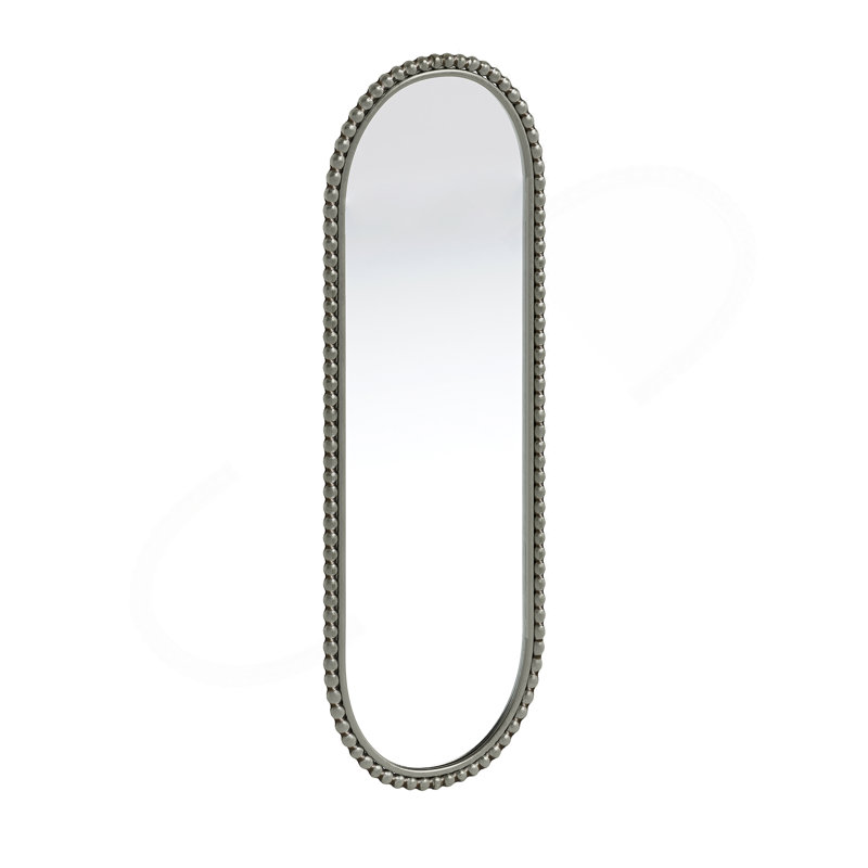 Antique Effect Iron Art Wall Hanging Mirror, Silver, Oval Retro