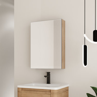Armoire à pharmacie avec miroir mural, rangement mural avec 2 tablettes réglables en verre l 20 po x H 27,56 po Sylvara