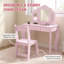 Dressing Table Pink Wooden Set 3Mirror Design with Chair