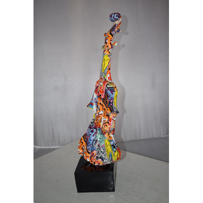 Hinesville Artistic Graffiti Violin Resin Statue Mounted on a Base Size: 9" x 10" x 26"H