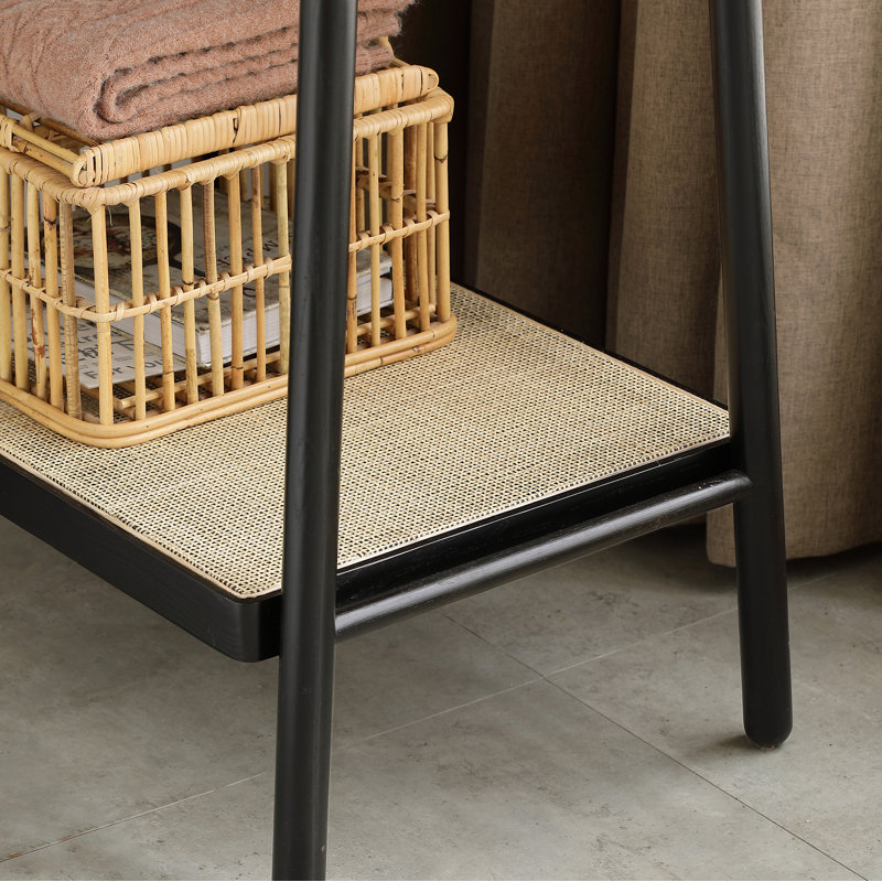 (Black) Solid Oak Wood Clothes Rack