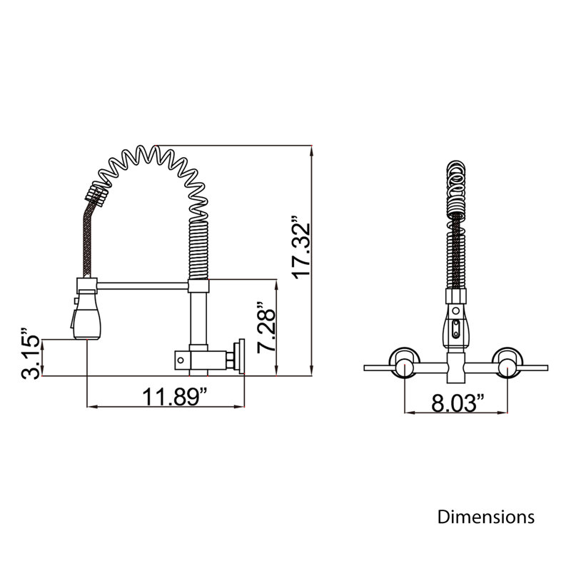 Wall Mounted Bridge Kitchen Faucet, Matte Black