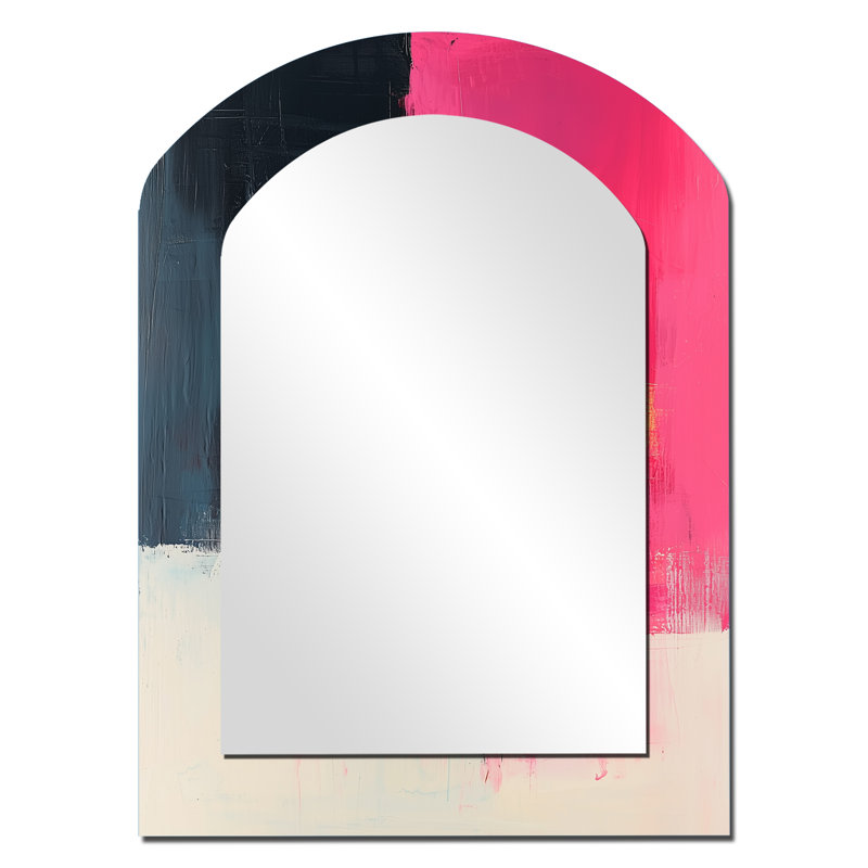 Miroir mural en métal Blakc And Pink, 34 po x 25 po