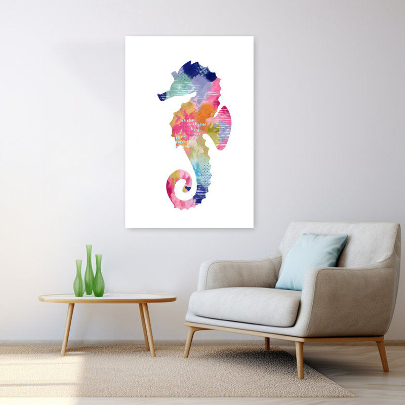 Hippocampe II, art mural contemporain abstrait, 48" H x 32" W