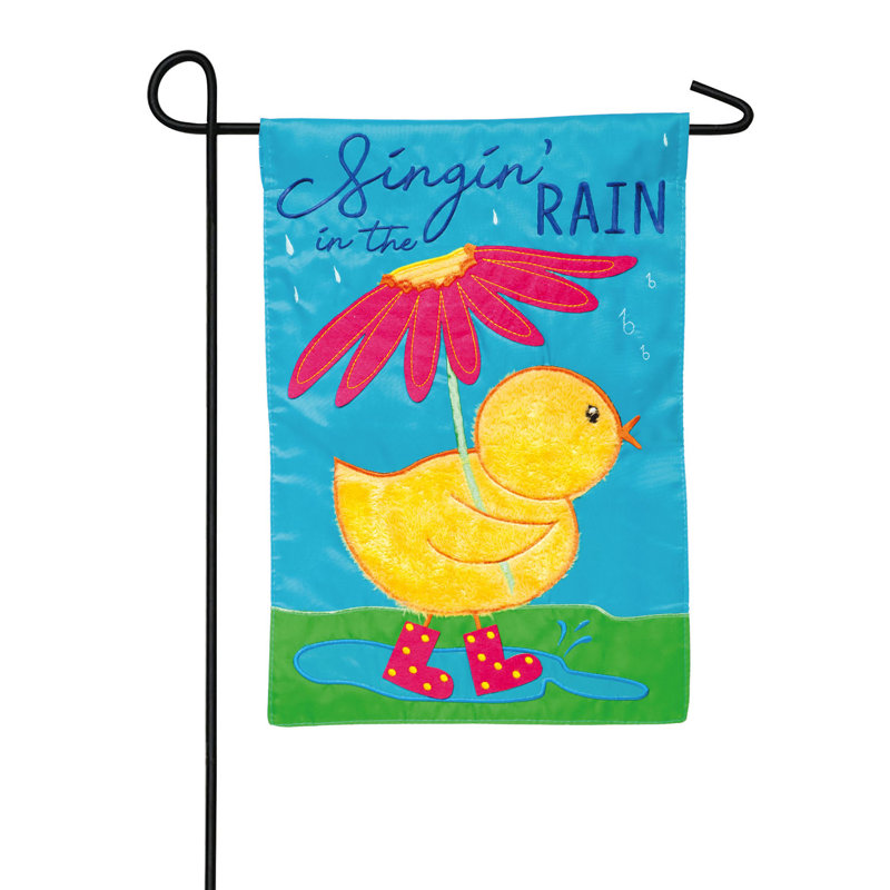 Singin’in the rain appliquer un mélange de polyester à 2 côtés et de polyester de 18 x 12,5 po drapeau de jardin