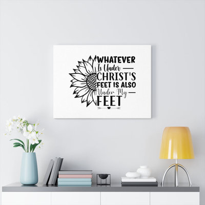 Under Christ's Feet Sunflower - Wrapped Canvas Print