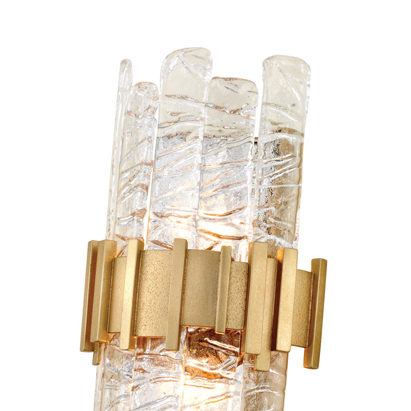 Silver Leaf Hand-Crafted Iron Sconce with Polished Accents and Clear Glass