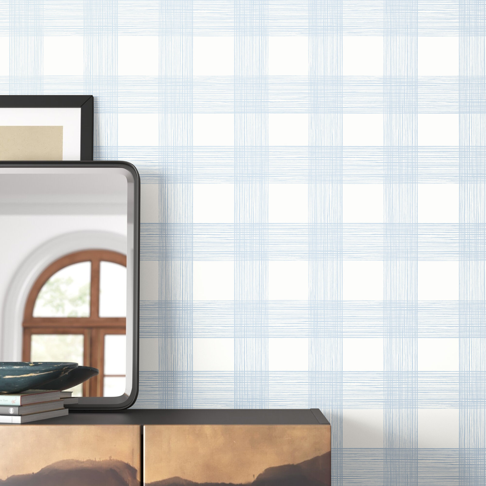 Loy Modern Plaid Wallpaper, Light Blue