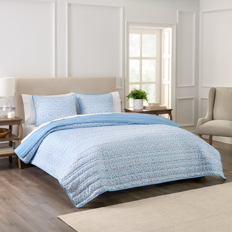 Waverly Kaidyn Print Microfiber Quilt Set, Queen Quilt + 2 Shams