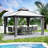 Kozyard Caesar Gray Double Roof Hardtop Gazebo with Privacy Curtain and Mosquito Netting-112230734-112230761-90576956