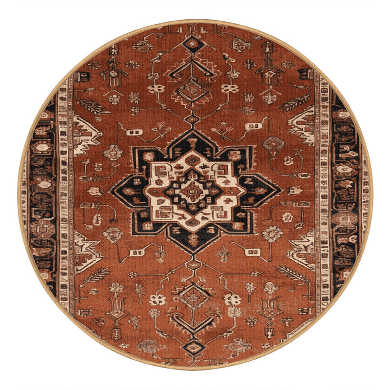Tapis brun lavable à la machine, Rond 8 pi