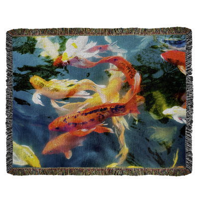 Jeté en coton Justin Duane Koi Pond
