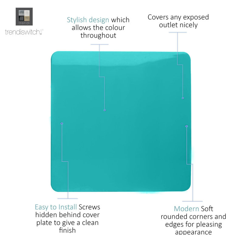 Trendi Switch Single Blanking Plate, Bright Teal