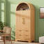 Armoire de cuisine Mid-Century arquée avec 2 tiroirs, 8 tablettes réglables et portes cannelées pour un rangement élégant-967894103
