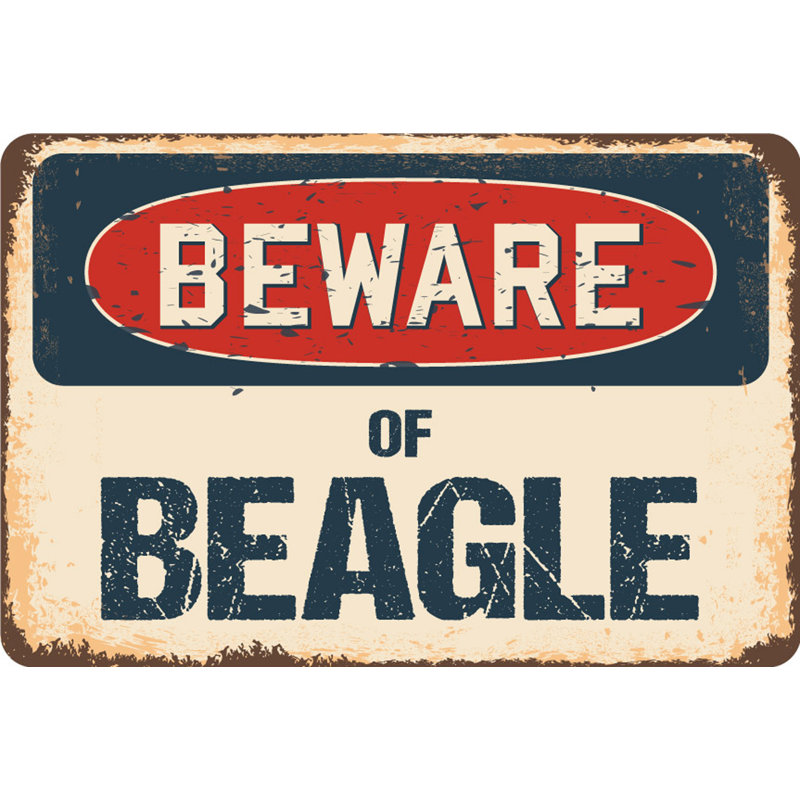 Panneau Barretti «Beware of Beagle», H 5 po x l 7 po x P 0,1 po