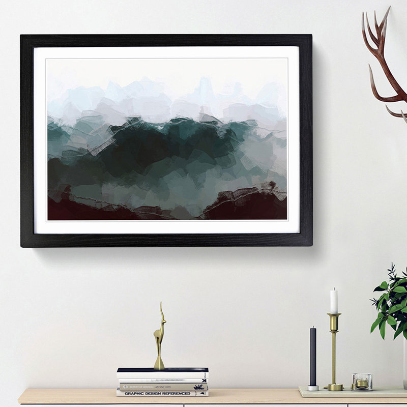 Misty Mountain Range - Picture Frame Graphic Art Print, Black Framed, 62cm H x 87cm W x 2cm D
