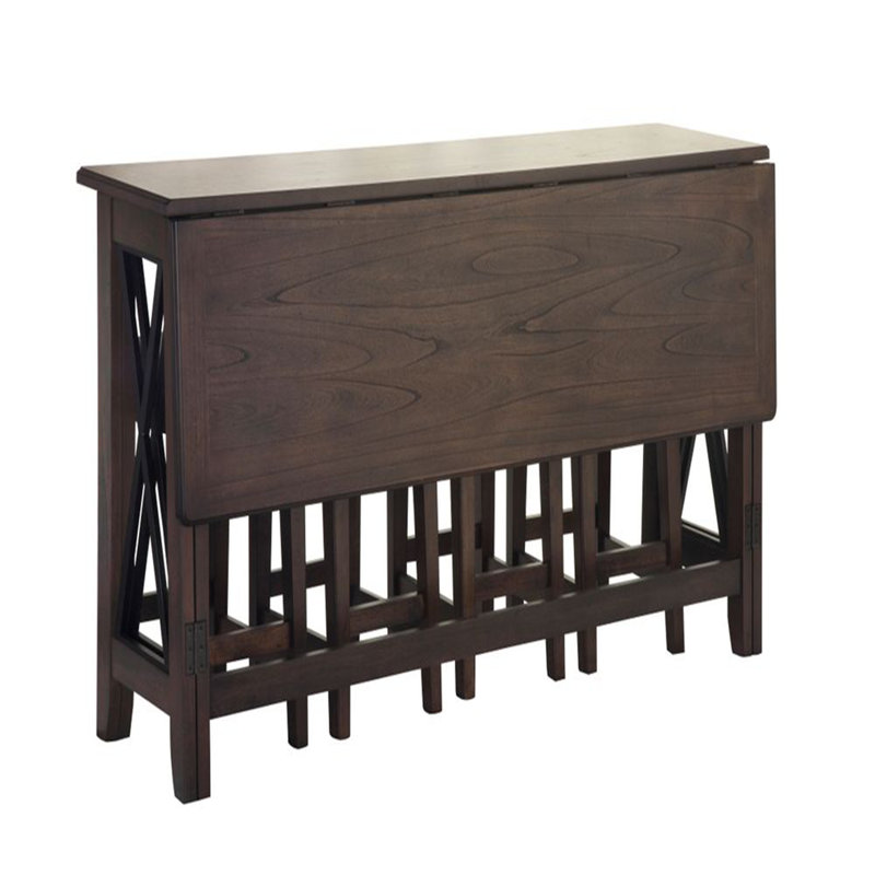 Table à abattants au fini brun foncé avec 4 tabourets