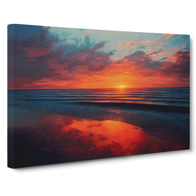 Enlightening Ocean Sunset - Wrapped Canvas