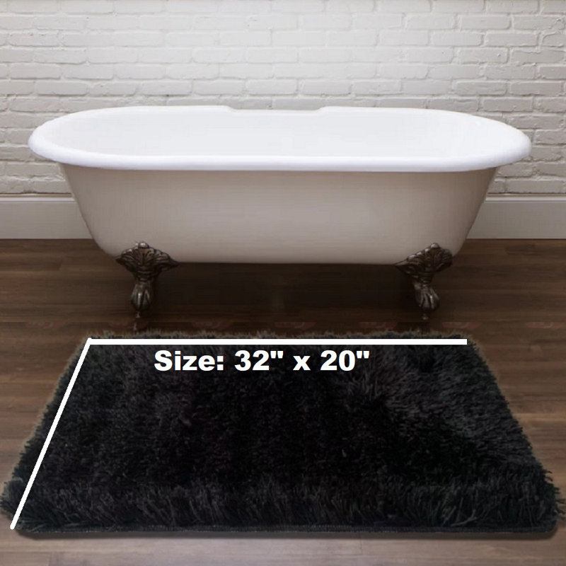 Annagreth Polyester Blend Bath Rug, Black, 20"W x 32"L