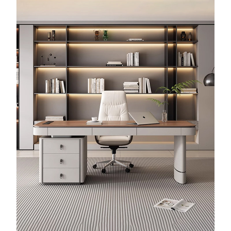 Italian Minimalist Solid Wood Desk, 29.53" H x 62.99" W x 27.56" D