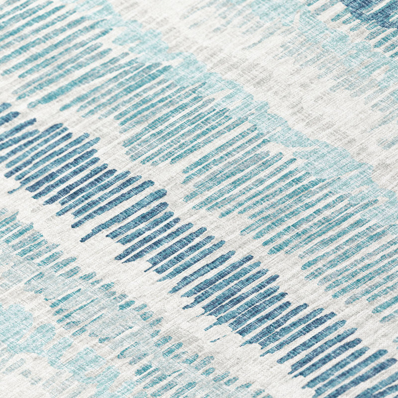 Chenille Washable Striped Indoor / Outdoor Rug, Round 8'