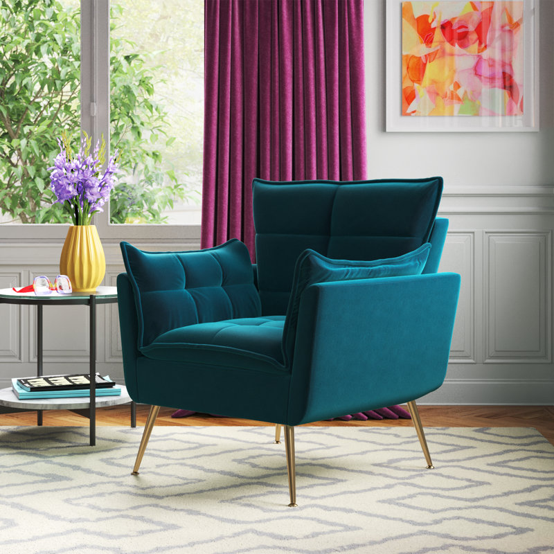 Fauteuil Toulouse, Velours sarcelle