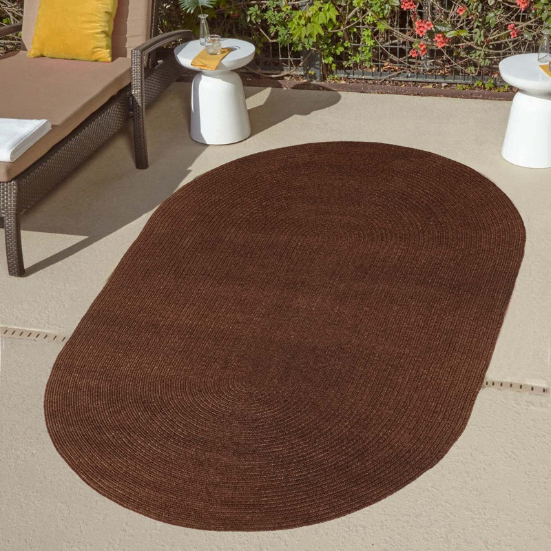 Neufeld Braided Cocoa Indoor/Outdoor Area Rug, Oval 8' x 10'
